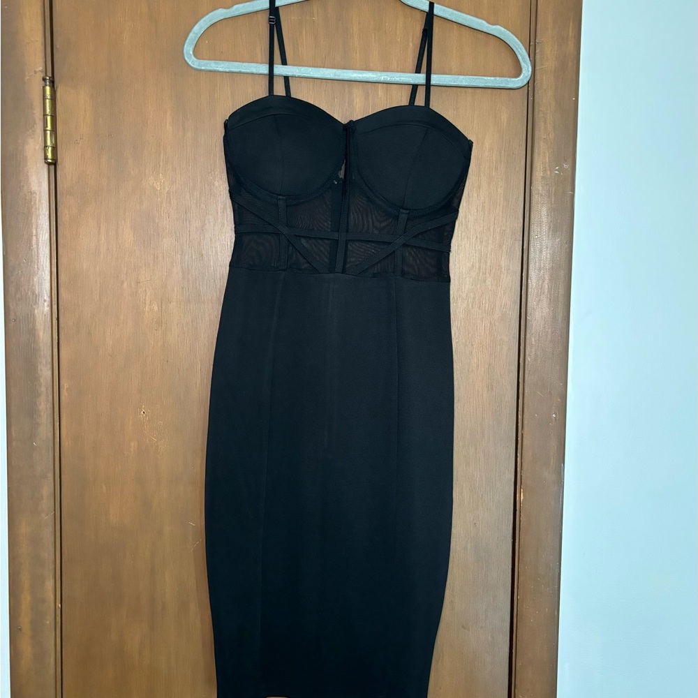 Windsor Black Dress with Sheer Accents